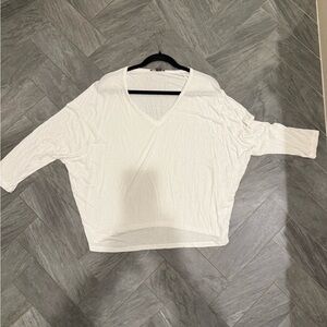 Vince White Boxy Blouse with 3/4 Sleeves
